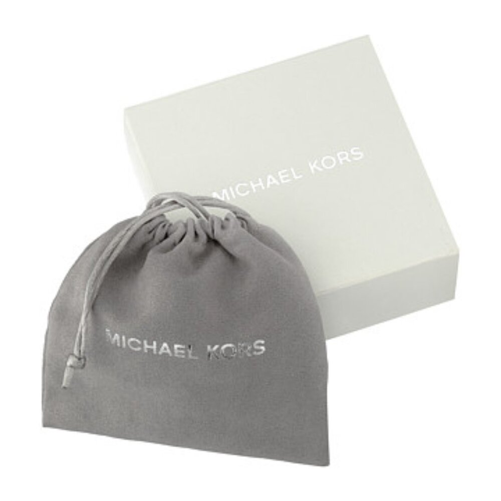 MICHAEL KORS Logo Studs Earrings Rose Gold Tone Crystal Pave - Picture 4 of 4